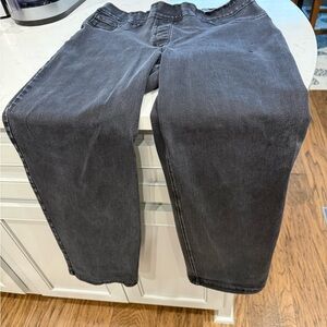 Women's L 14-16 LUXE Denim 360 degree 4 way stretch slim straight Washed Black